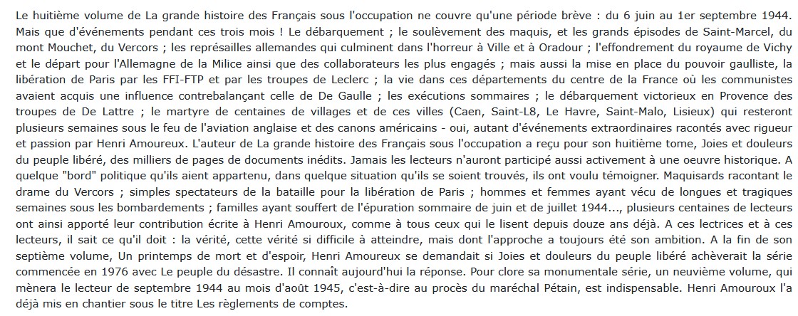 La grande histoire des Français sous L'occupation - Volume 8