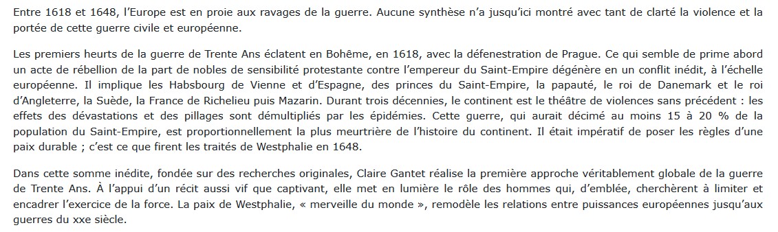 La guerre de trente ans, Claire Gantet