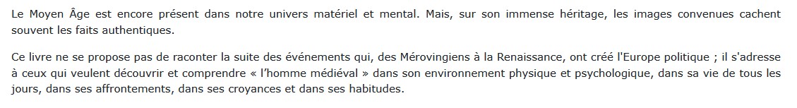 La vie au Moyen Age, Robert Delort 