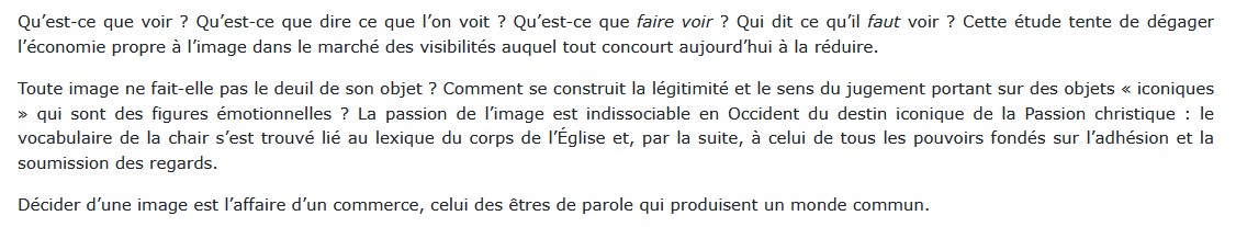 Le Commerce des regards, Marie-José Mondzain 