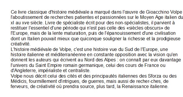 Le Moyen âge, Gioacchino Volpe et Claude Darmouni