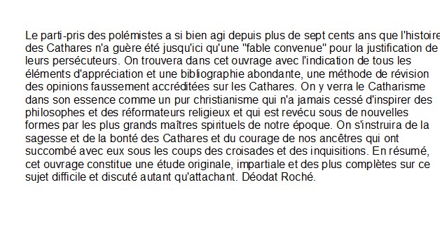 Le catharisme, Déodat Roché 