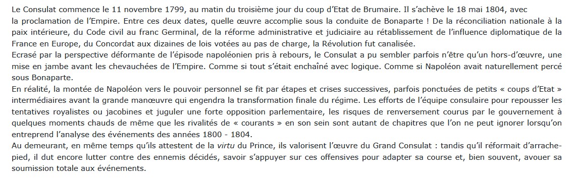Le grand Consulat 1799 - 1804, Thierry Lentz