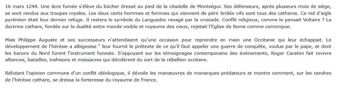 Les Cathares Roger Caratini