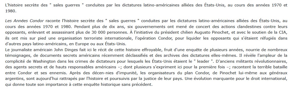 Les années Condor - Pinochet