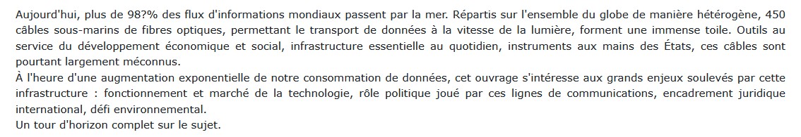 Les câbles sous-marins, Camille Morel 