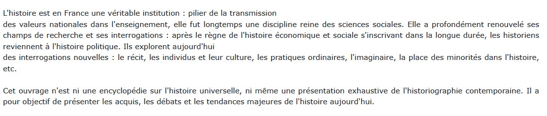 L'histoire aujourd'hui - Nouveaux objets de recherche