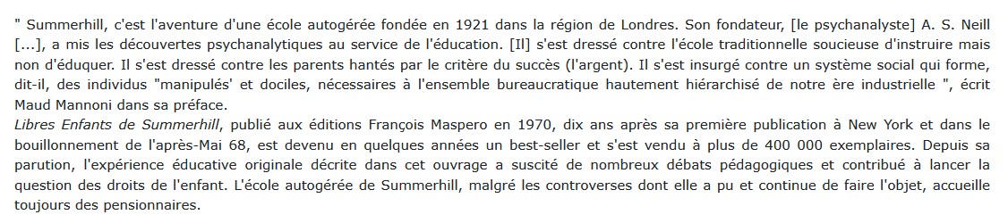 Libres enfants de Summerhill, Alexander S. Neill