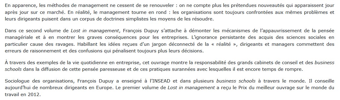 Lost In Management - Tome 2 François Dupuy