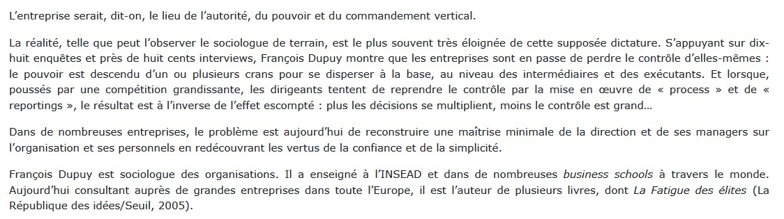 Lost in Management François Dupuy