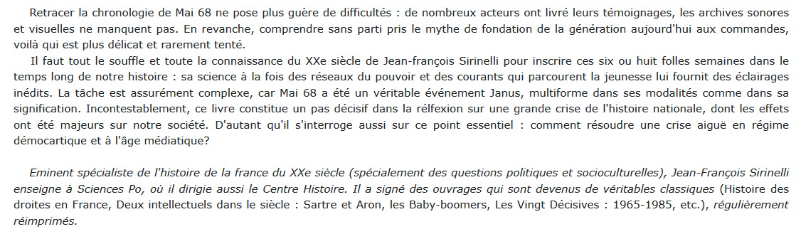 Mai 68 - L'évènement Janus, Jean-François Sirinelli