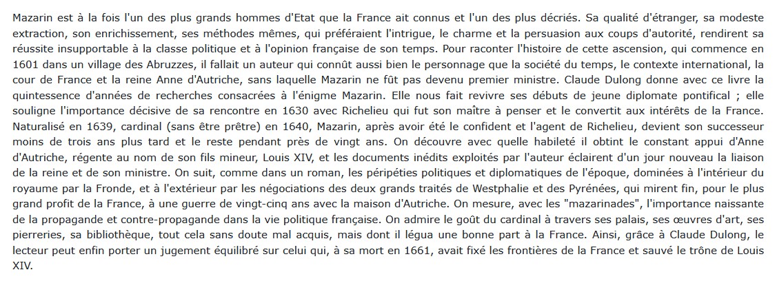 Mazarin, Claude Dulong 