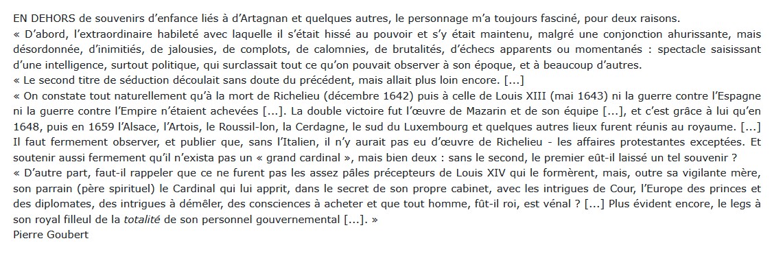Mazarin, Pierre Goubert 