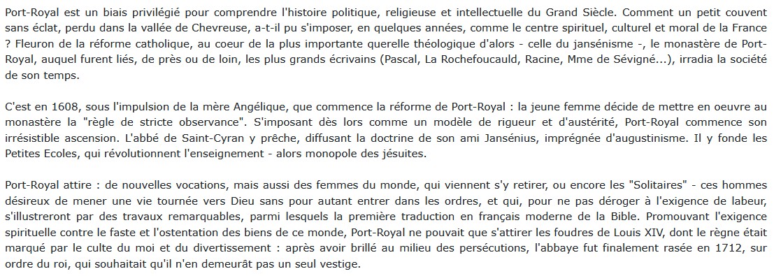 Port-Royal, Laurence Plazenet 