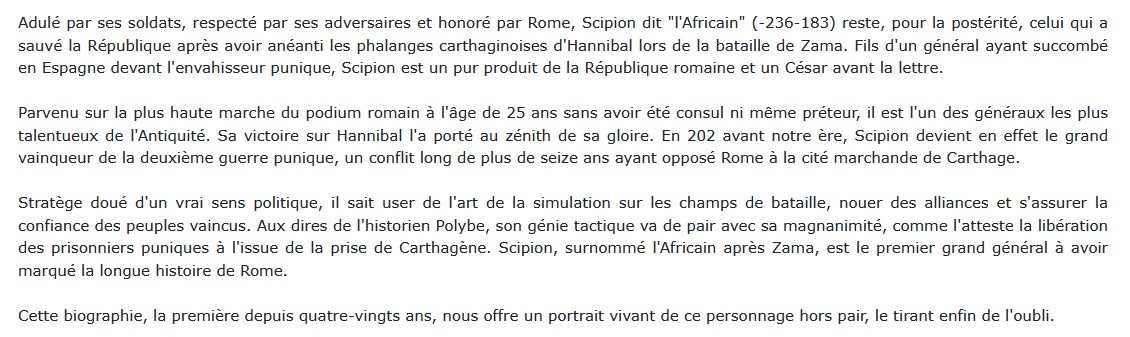Scipion L'Africain - Le vainqueur d'Hannibal qui sauva Rome 