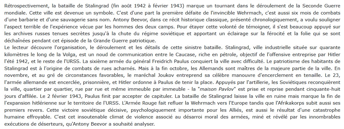 Stalingrad, Antony Beevor
