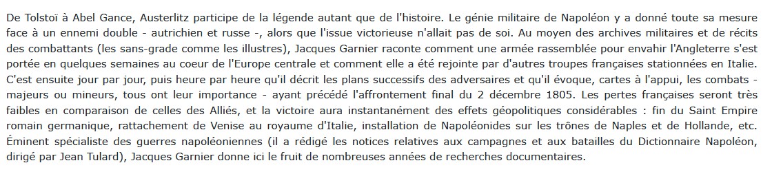 Austerlitz - 2 Décembre 1805, Jacques Garnier 