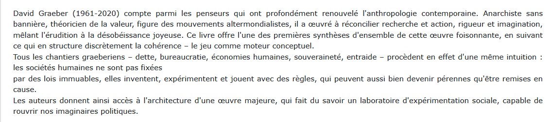 David Graeber synthèse