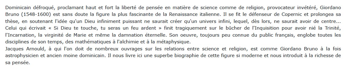 Giordano Bruno - Un génie, martyr de l'Inquisition
