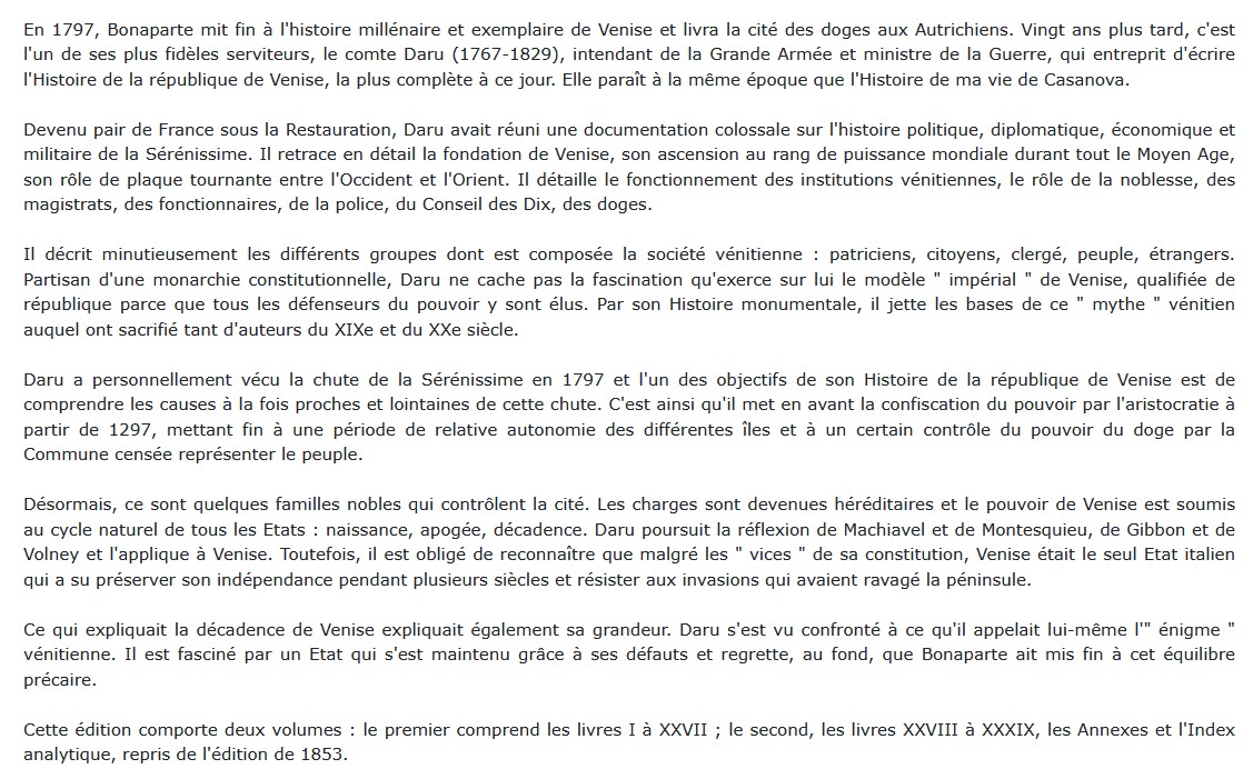 Histoire de la république de Venise Pierre Daru