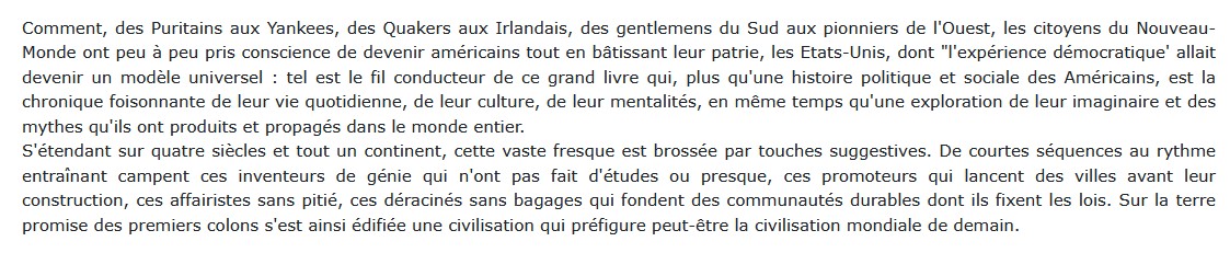 Histoire des Américains, Daniel Boorstin 