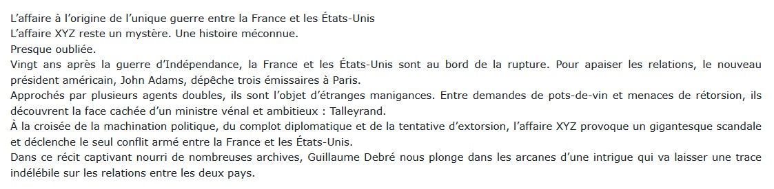 L'Affaire XYZ - Un scandale signé Talleyrand,  Guillaume Debré 