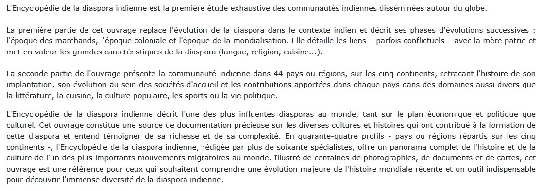 L'Encyclopédie de la diaspora Indienne, Brij Vilash Lal 