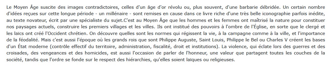 Le Moyen Age, Claude Gauvard
