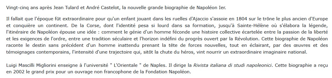 Napoléon, Luigi Mascilli Migliorini 