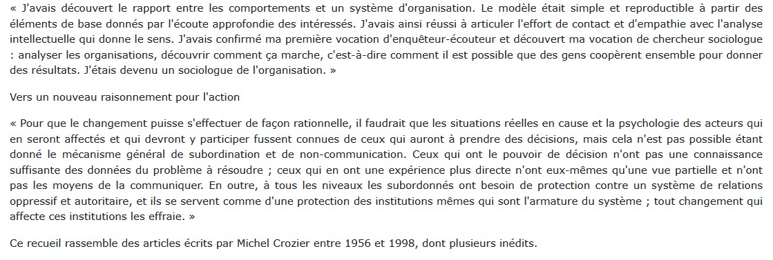 A quoi sert la sociologie des organisations Michel Crozier