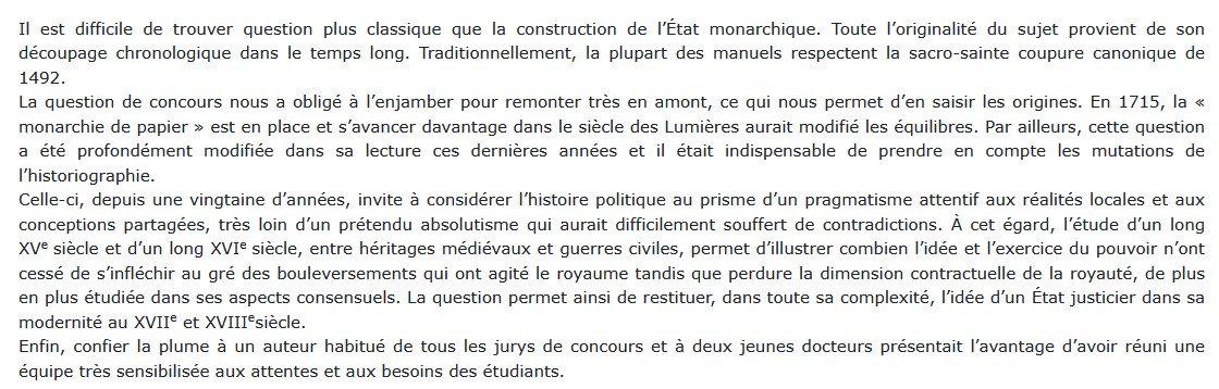 La construction de l'Etat monarchique en France de 1380 à 1715 - CAPES