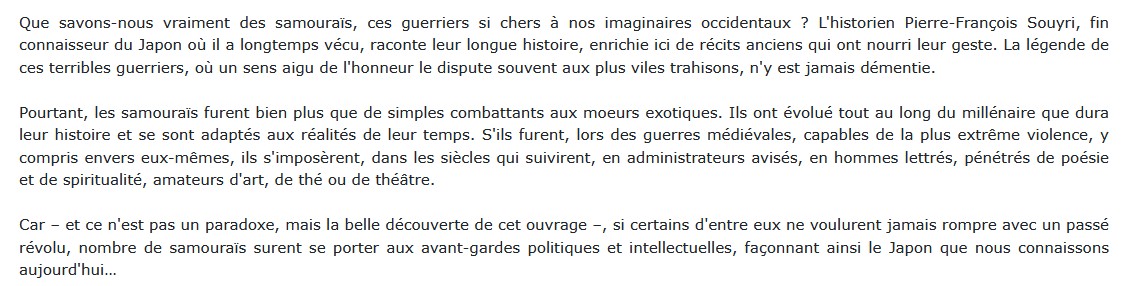 La grande épopée des Samouraïs