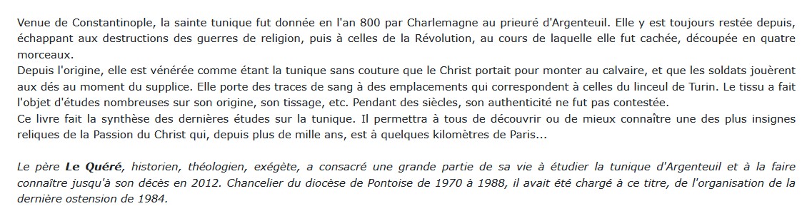 La sainte tunique d'Argenteuil, François Le Quéré