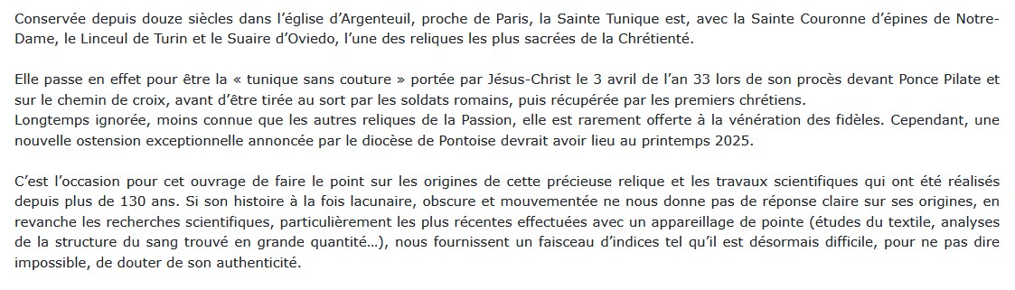 La sainte tunique d'Argenteuil Jean-Christian Petitfils