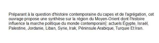 Le moyen orient : 1876-1980,