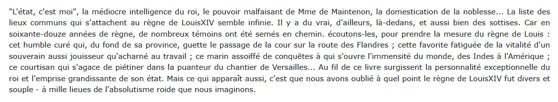Le règne de Louis XIV, Olivier Chaline