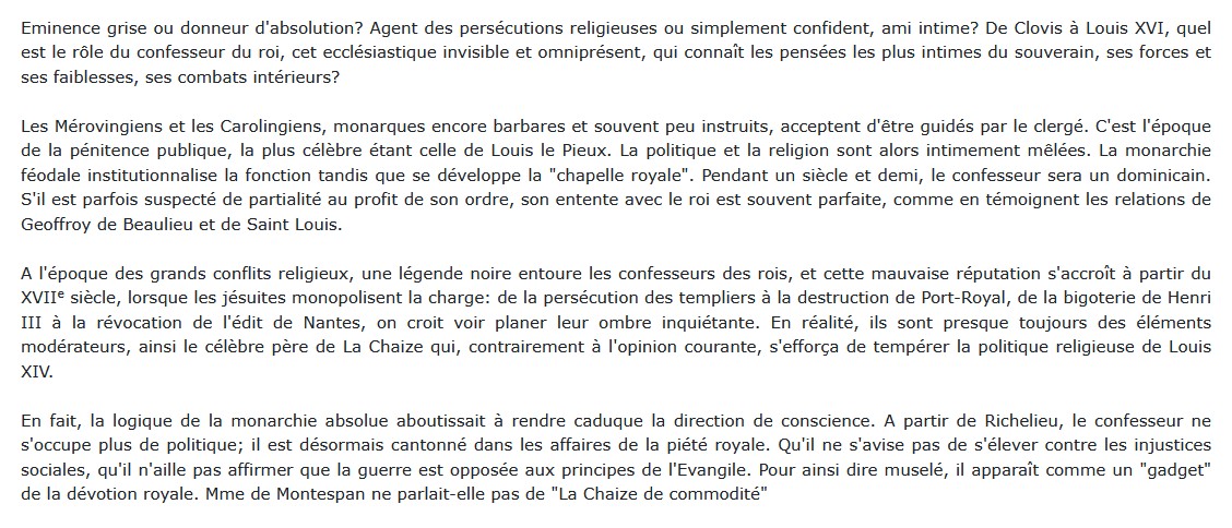 Les directeurs de conscience sous la monarchie française