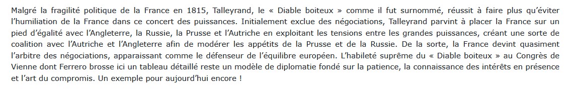 Talleyrand au Congrès de Vienne