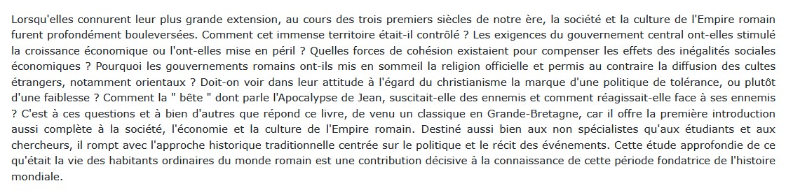 L'Empire romain Peter Garnsey et Richard Saller