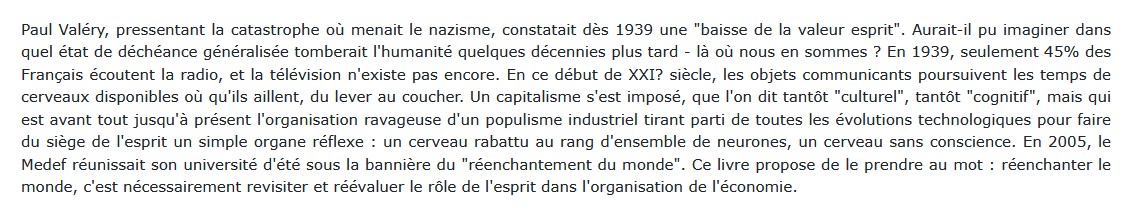 La valeur esprit contre le populisme industriel, Bernard Stiegler 
