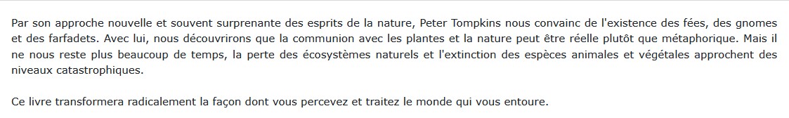 La vie secrète de la nature, Peter Tompkins 