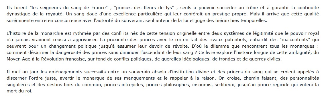 Le Sang des princes Arlette Jouanna