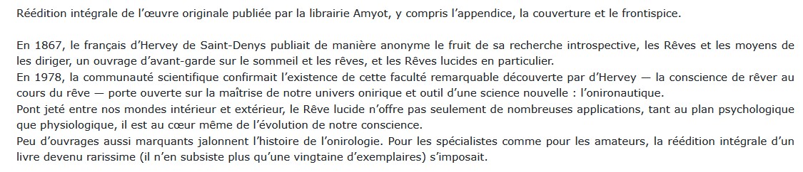 Les rêves et les moyens de les diriger, Hervey de Saint-Denys 
