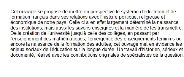 Une histoire de l'éducation et de la formation, Vincent Troger 
