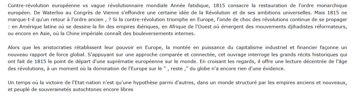 1815 - Fin de l'âge des révolutions Clément Thibaud