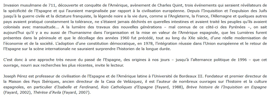 Histoire de l'Espagne, Joseph Pérez