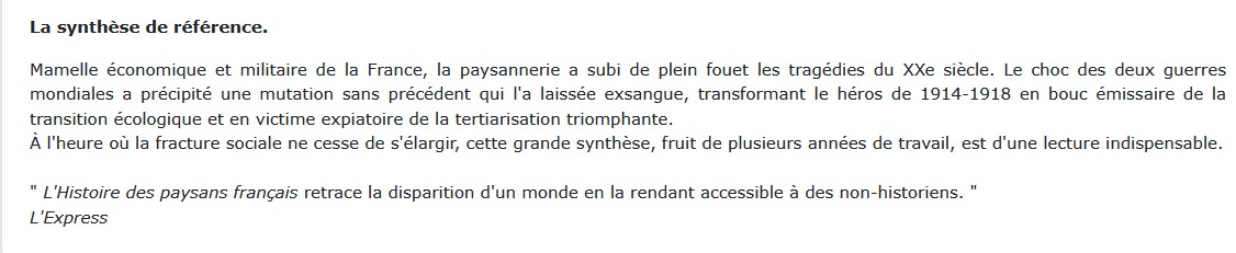 L'Histoire des paysans français, Eric Alary