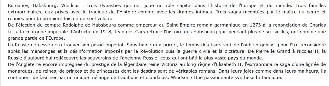 La saga des grandes dynasties Jean des Cars