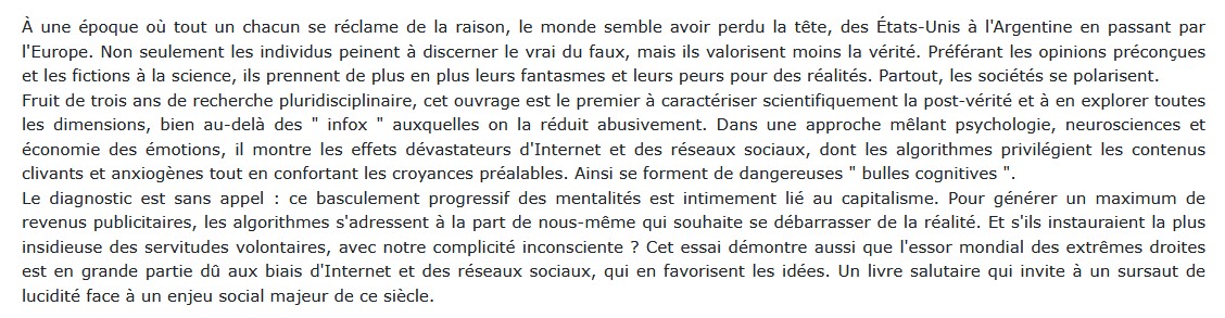 L'ère de la post-vérité Michaël Lainé