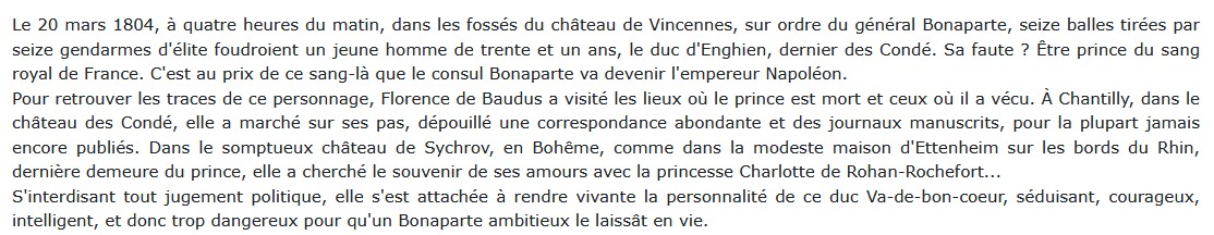 Vie et mort du duc d'Enghien, Florence de Baudus